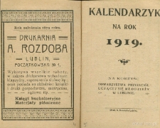 Reklama drukarni A. Rozdoba zamieszczona w kalendarzu na rok 1919