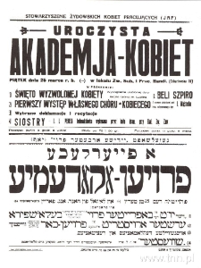 Zaproszenie na uroczystą akademię kobiet z udziałem radnej i działaczki Beli Szpiro