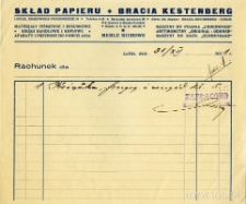 Rachunek składu papieru Bracia Kestenberg, ul. Krakowskie Przedmieście 54. Lublin, 1931