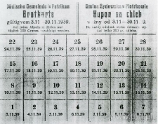 Karta na chleb wydana przez Gminę Żydowską w Piotrkowie