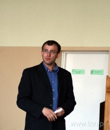 Robert Horbaczewski podczas dyskusji po spotkaniu