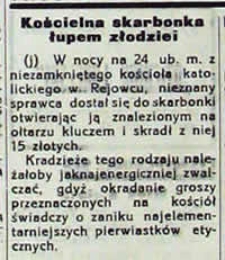 Kościelna skarbonka łupem złodziei