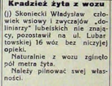 Kradzież żyta z wozu