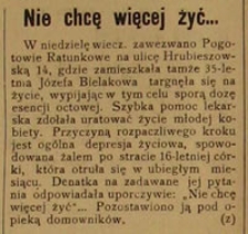 Nie chcę więcej żyć