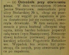 Ostrożnie przy otwieraniu pieca