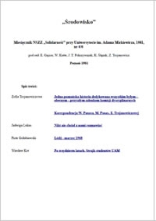 Środowisko : miesięcznik NSZZ "Solidarność" przy Uniwersytecie im. Adama Mickiewicza, 1981, nr 4/6