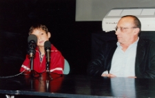 Marcel Łoziński z synem Tomaszem podczas Spotkania z Dokumentem Filmowym