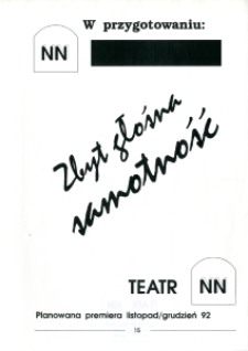 Ulotka informująca o planowanej premierze "Zbyt głośnej samotności"