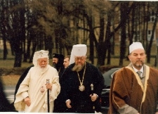 Patriarcha Rumunii Teoksyt i imam Stefan Mucharski podczas Misterium "Dzień Pięciu Modlitw"