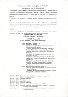 Informacja o Dziale Prezentacji Sztuki - Teatr NN