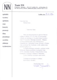 List - zaproszenie dla Michala Ajvaza na spotkanie "Mitologie artyst&oacute;w - Miejsce"