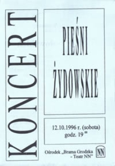 Koncert : Pieśni żydowskie