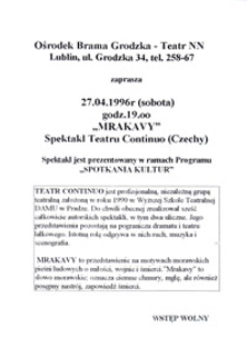 "MRAKAVY" Spektakl Teatru Continuo (Czechy) : zaproszenie