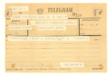 Telegram Tadeusza Mysłowskiego do Genowefy Mysłowskiej