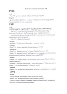 Kalendarium działalności Teatru N.N.