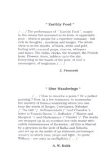 "Earthly Food"; "Blue Wanderings"