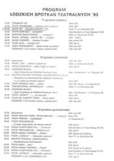 Program Łódzkich Spotkań Teatralnych '93