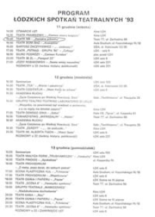 Program Ł&oacute;dzkich Spotkań Teatralnych '93