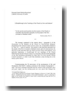 A Breakthrough in the Teachings of the Church on Jews and Judaism