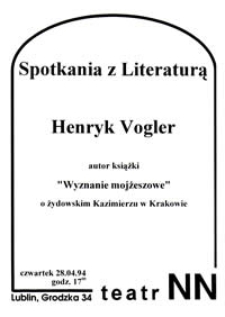 Spotkania z Literaturą : Henryk Vogler (afisz)