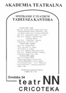 Akademia Teatralna : Spotkanie z Teatrem Tadeusza Kantora (afisz)