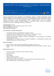 Warsztaty dla młodzieży polskiej i izraelskiej "Ślady miasta"