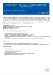 Workshops for Israeli and Polish youth "Traces of the town"