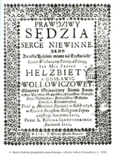 Karta tytułowa penegiryku pogrzebowego z oficyny wdowy Anny Konradowej