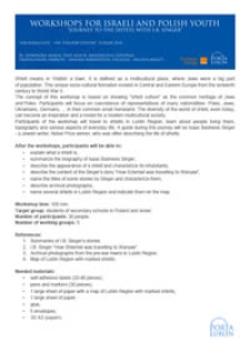 Workshops for Israeli and Polish youth "Yourney to the shtetl with I. B.Singer"