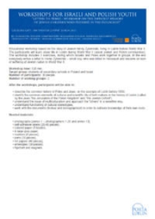 Workshops for Israeli and Polish youth "Letters to Henio - workshop on the difficult memory of Jewish children who perished in the Holocaust"