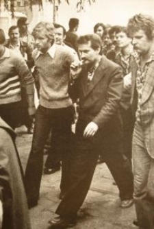 Lech Wałęsa podczas strajku w Stoczni Gdańskiej