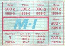 Kartka żywnościowa na mięso