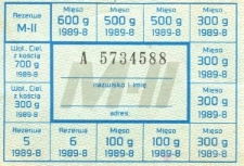 Kartka żywnościowa na mięso