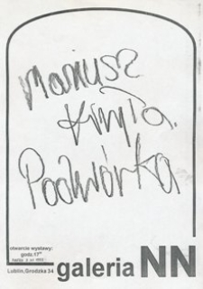 Afisz informujący o wystawie Mariusza Kiryły