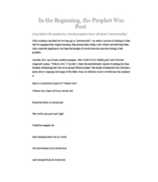 In the Beginning, the Prophet Was Poet