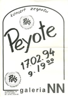 Afisz informujący o koncercie zespołu "Peyote"