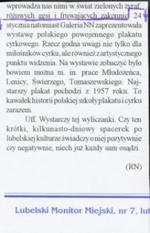 Notatka informująca o wystawie "Polski plakat cyrkowy!"