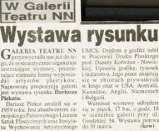 W Galerii Teatru NN. Wystawa rysunku