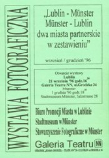 Ulotka towarzysząca wystawie fotografii "Lublin - Munster, Munster - Lublin. Dwa miasta partnerskie w zestawieniu"