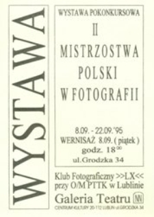 Ulotka towarzysząca pokonkursowej wystawie "II Mistrzostwa Polski w Fotografii"