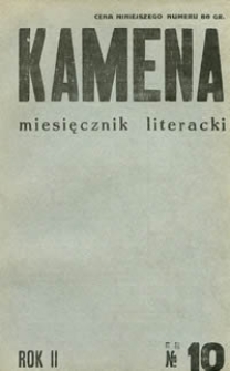 Kamena : miesięcznik literacki Nr 10 (20), R. II (1935)