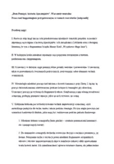 Dom Pamięci: historia Arnsztajn&oacute;w. Warsztaty teatralne : załącznik 1. Praca nad happeningiem przygotowanym w ramach warsztat&oacute;w