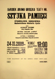 Afisz informujący o otwarciu wystawy fotograficznej z cyklu "Sztuka Pamięci"