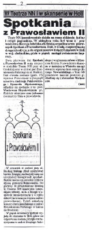 Spotkania z Prawosławiem II : w Teatrze NN i w skansenie w Holi