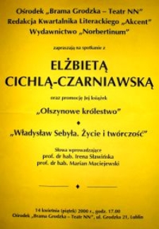 Spotkanie z Elżbietą Cichlą - Czarniawską (plakat)