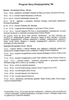 Program Nocy Świętojańskiej' 99