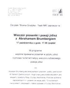 Wieczór piosenki i poezji jidisz z Abrahamem Brumbergiem