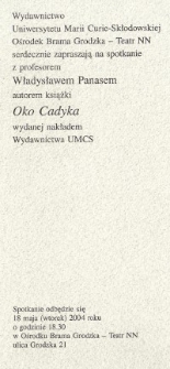 Spotkanie z prof. Władysławem Panasem (ulotka)