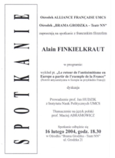 Spotkanie: Alain Finkielkraut