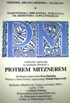 Spotkanie z Piotrem Mitznerem (plakat)